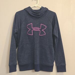 Under Armour Navy Hoodie with Pink Logo Size Medium
